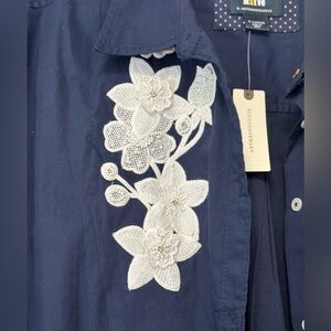 NWT Maeve Navy Floral Button-Up Shirt XL
